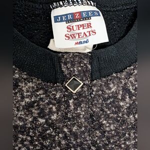 Jerzees Black and Gray Bouclé Crew Sweatshirt